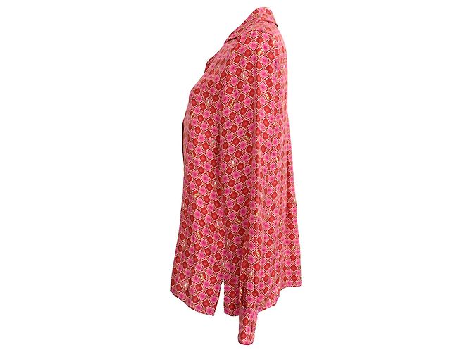 Camicia Vampata Max Mara con bottoni in seta rosa e rossa - vista 2
