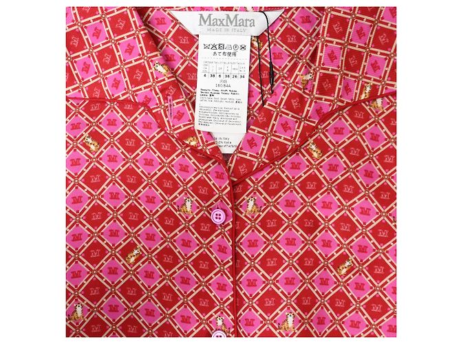 Camicia Vampata Max Mara con bottoni in seta rosa e rossa - vista 5