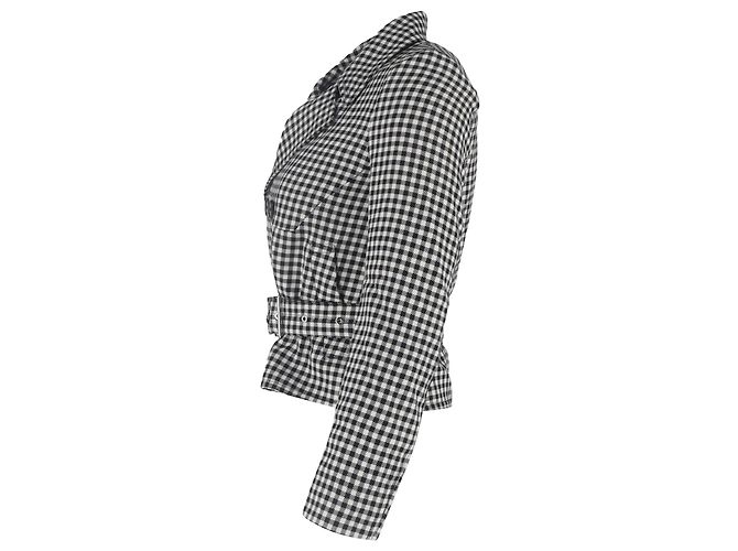 Blazer a scacchi bianco e nero in cotone di Alexander McQueen - vista 2