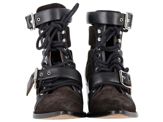 Stivaletti Rylee con ritagli di Chloé in suede nero e pelle - vista 3
