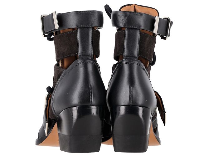 Stivaletti Rylee con ritagli di Chloé in suede nero e pelle - vista 5