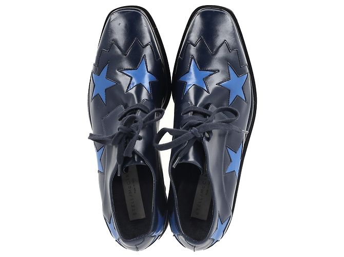 Stella Mc Cartney Scarpe Derby a piattaforma Elyse di Stella McCartney in pelle blu navy - vista 3