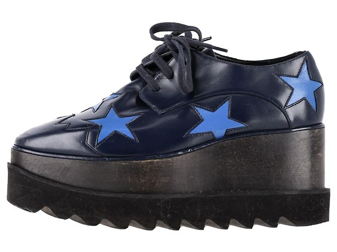 Stella Mc Cartney Scarpe Derby a piattaforma Elyse di Stella McCartney in pelle blu navy - vista 4