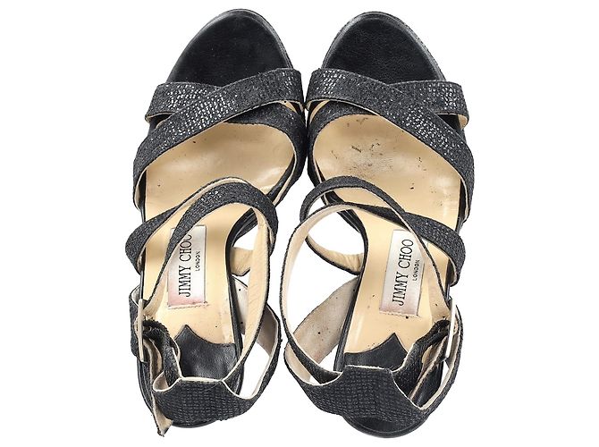 Sandali con piattaforma glitterati Jimmy Choo Vamp in pelle nera Nero - vista 2