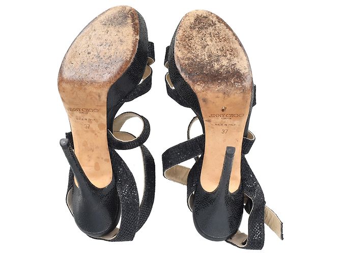 Sandali con piattaforma glitterati Jimmy Choo Vamp in pelle nera Nero - vista 6