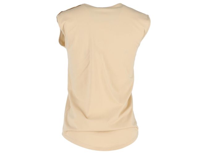 Camiseta sin mangas de algodón beige con estampado del logo Balmain - vista 3