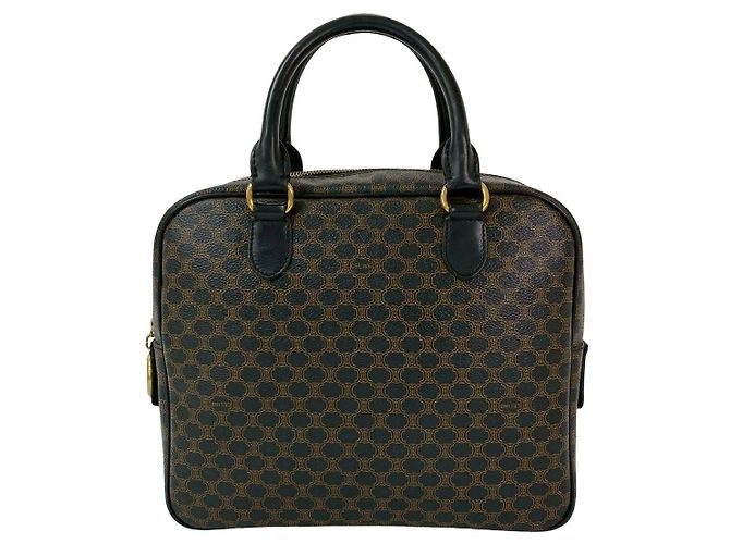 Céline Borsa a mano in pelle PVC Celine Macadam Blazon Marrone - vista 2