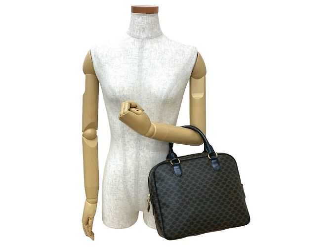 Céline Borsa a mano in pelle PVC Celine Macadam Blazon Marrone - vista 3