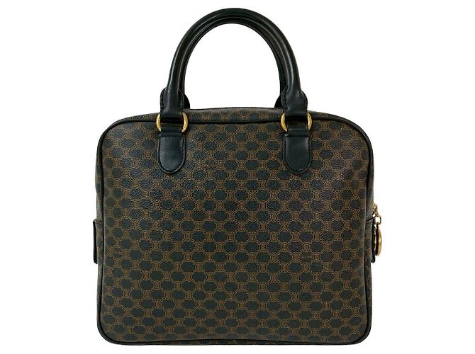 Céline Borsa a mano in pelle PVC Celine Macadam Blazon Marrone - vista 4