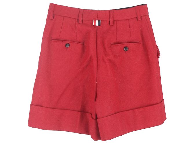 Bermuda sob medida de cintura alta Thom Browne em lã vermelha Vermelho - vista 2
