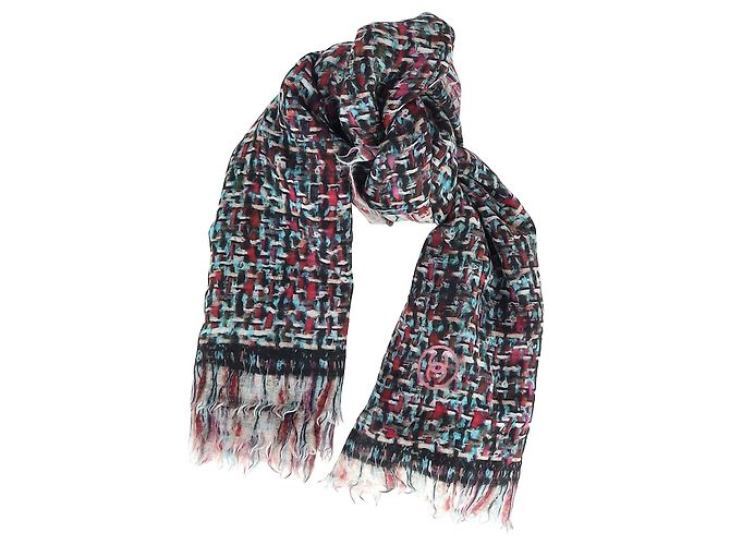 Timeless Sciarpa frangiata in tweed Chanel in cashmere multicolore - vista 2