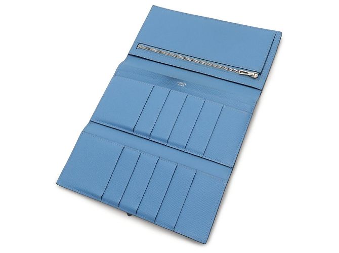 Hermès Béarn 2PLIS VEAU EPSOM Long Wallet Blue - view 5