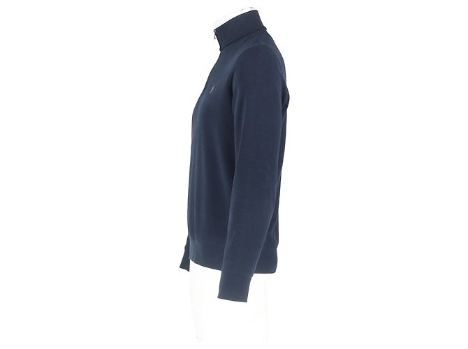 Polo Ralph Lauren Halb-Zip Pullover aus marineblauem Baumwollstoff mit gesticktem Logo - Ansicht 3