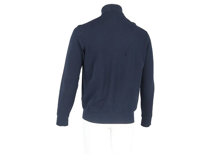 Polo Ralph Lauren Halb-Zip Pullover aus marineblauem Baumwollstoff mit gesticktem Logo - Ansicht 5