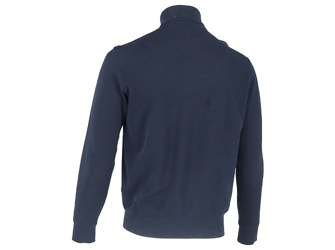 Polo Ralph Lauren Halb-Zip Pullover aus marineblauem Baumwollstoff mit gesticktem Logo - Ansicht 6