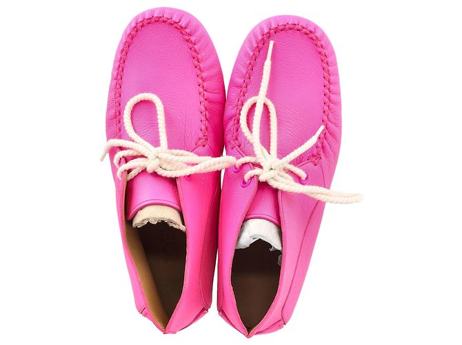 Mocassins à lacets Loewe en cuir rose - vue 3