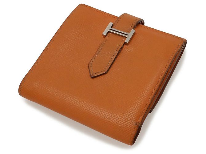 Carteira compacta Hermès Béarn Recto-Verso em Epsom Laranja - vista 2