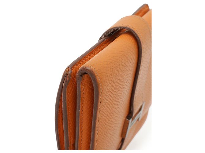 Carteira compacta Hermès Béarn Recto-Verso em Epsom Laranja - vista 4