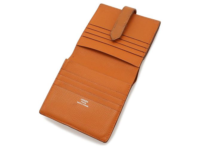 Carteira compacta Hermès Béarn Recto-Verso em Epsom Laranja - vista 6