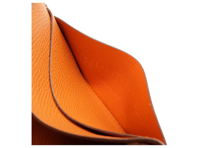 Carteira compacta Hermès Béarn Recto-Verso em Epsom Laranja - vista 8