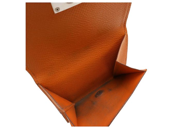 Carteira compacta Hermès Béarn Recto-Verso em Epsom Laranja - vista 9