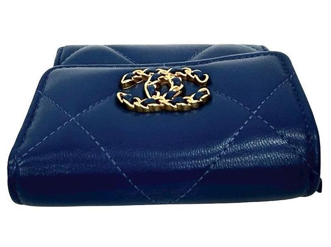 Portafoglio in agnello matelassé Chanel Blu - vista 7