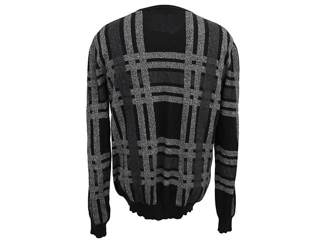 Salvatore Ferragamo Karierter Pullover aus schwarzer Wolle - Ansicht 3