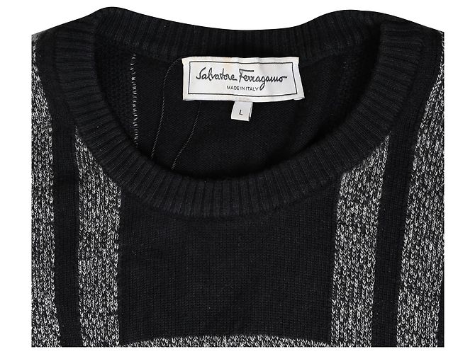 Salvatore Ferragamo Karierter Pullover aus schwarzer Wolle - Ansicht 5