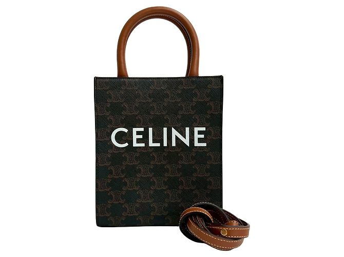 Céline Bolso de cuero Cabas Mini Vertical 2 en 1 Celine Castaño - vista 2