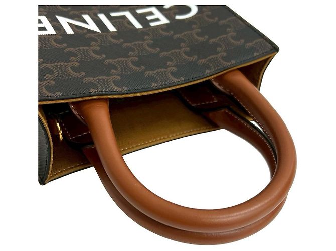 Céline Bolso de cuero Cabas Mini Vertical 2 en 1 Celine Castaño - vista 5