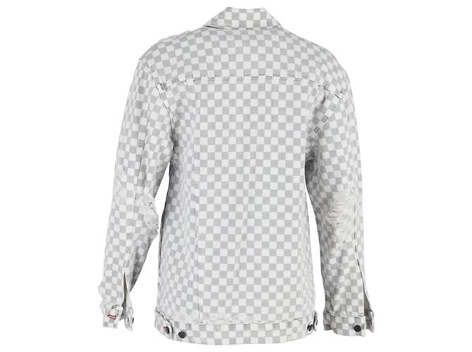 Graue Baumwoll-Jeansjacke mit Schachbrettmuster von Alexander Wang Daze - Ansicht 3