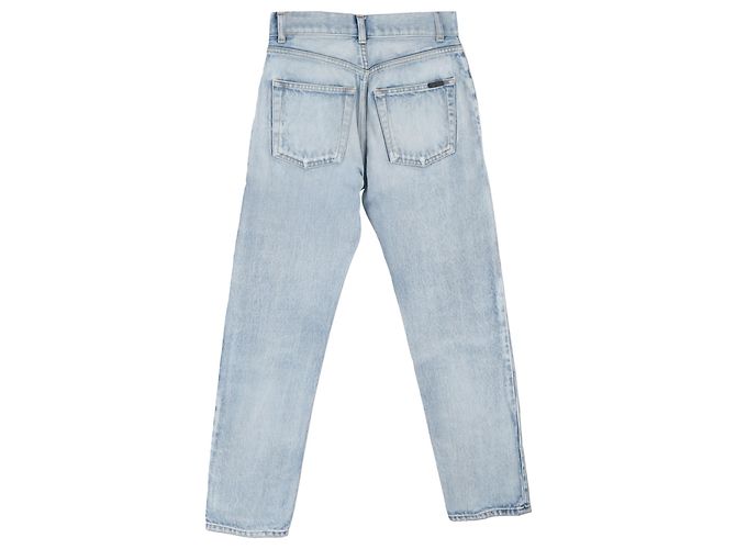 Jeans de tiro alto de corte regular en denim azul de Saint Laurent Azul claro - vista 2