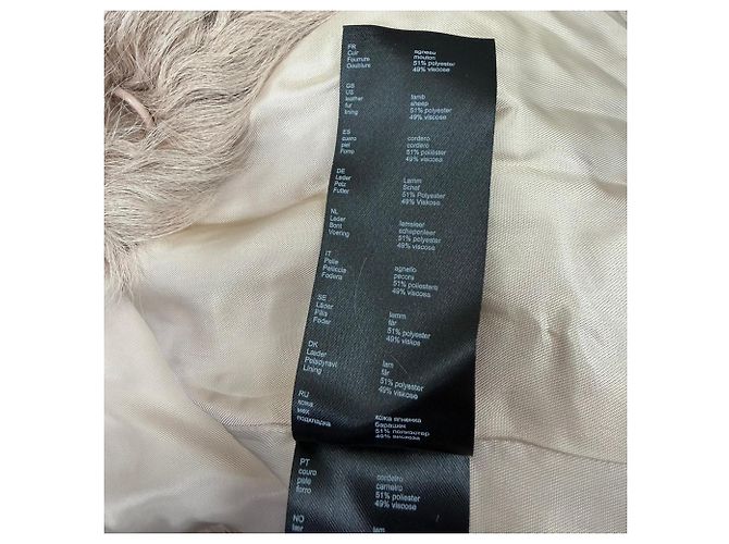 Abrigo de shearling texturizado Maje en cuero de cordero rosa - vista 5