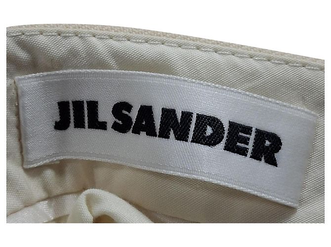 Pantalones rectos de lana crema Jil Sander Blanco Crudo - vista 3