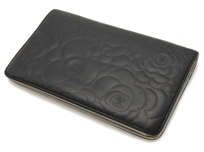 Chanel Camellia Leder Langbörse Schwarz - Ansicht 2