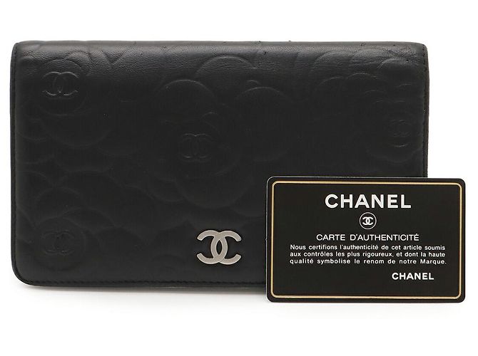 Chanel Camellia Leder Langbörse Schwarz - Ansicht 9