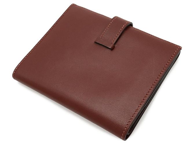 Billetera bifold compacta de box calf Hermès Béarn Castaño - vista 2
