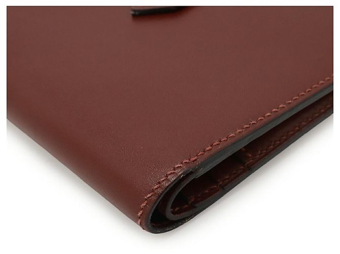 Billetera bifold compacta de box calf Hermès Béarn Castaño - vista 3