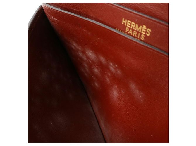 Billetera bifold compacta de box calf Hermès Béarn Castaño - vista 8