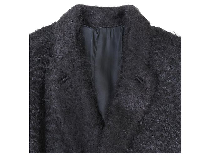 Rick Owens Belted Sheared Wrap Coat in Black Wool - view 5