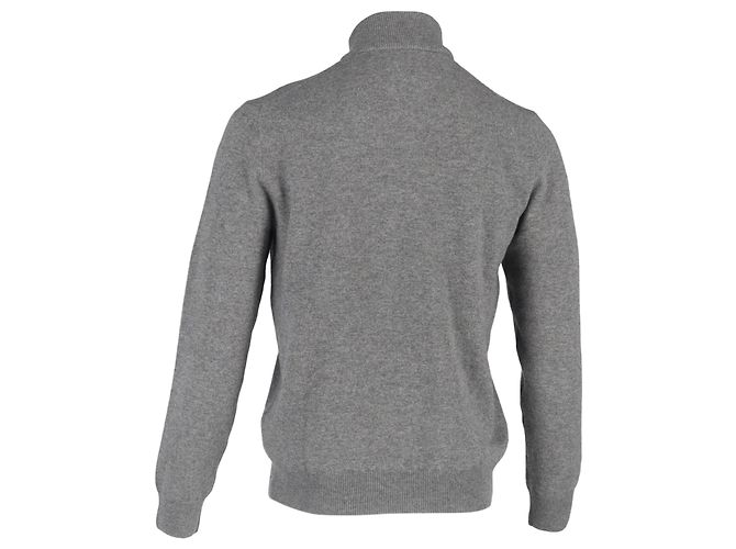 Grau gestrickter Pullover aus Wolle mit Polo Ralph Lauren Logo-Stickerei, mit halbem Reißverschluss - Ansicht 3