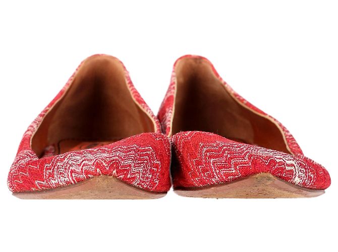 Ballerine Striate Missoni in Cotone Rosso Bordò - vista 2