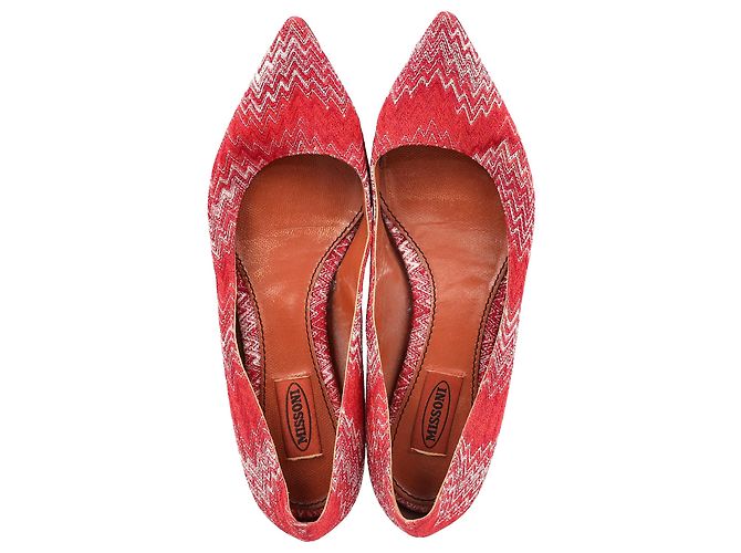 Ballerine Striate Missoni in Cotone Rosso Bordò - vista 3