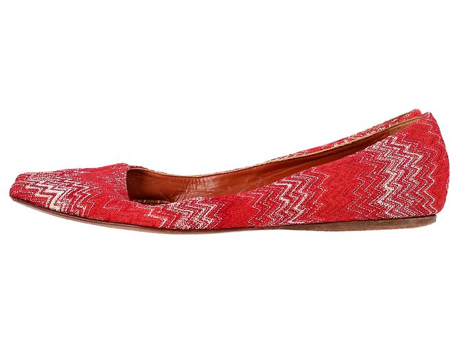 Ballerine Striate Missoni in Cotone Rosso Bordò - vista 4