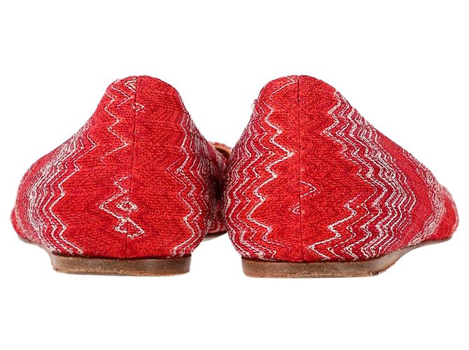 Ballerine Striate Missoni in Cotone Rosso Bordò - vista 5
