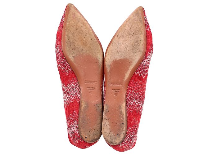 Ballerine Striate Missoni in Cotone Rosso Bordò - vista 6