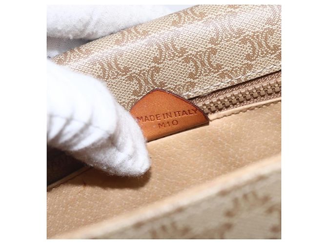 Céline Celine Vintage Macadam Canvas et Cuir Beige - vue 6