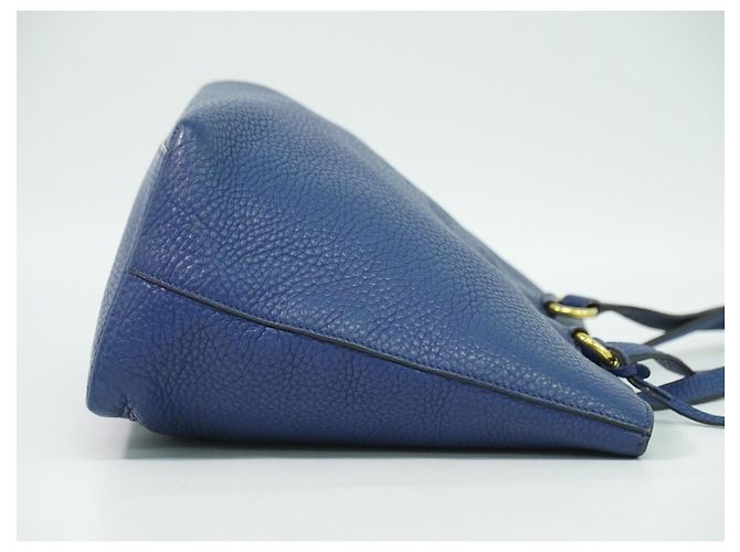 Prada Embossed Logo Open Tote Leather Blue - view 3