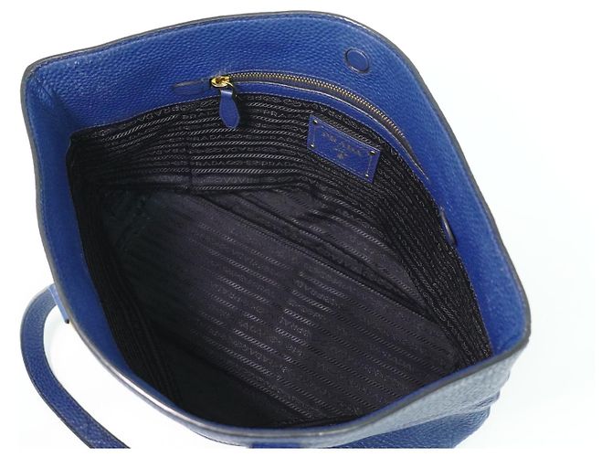 Prada Embossed Logo Open Tote Leather Blue - view 4