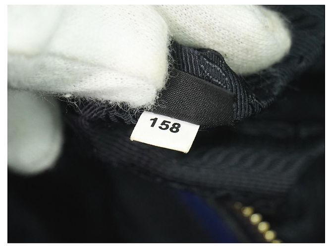 Prada Embossed Logo Open Tote Leather Blue - view 6